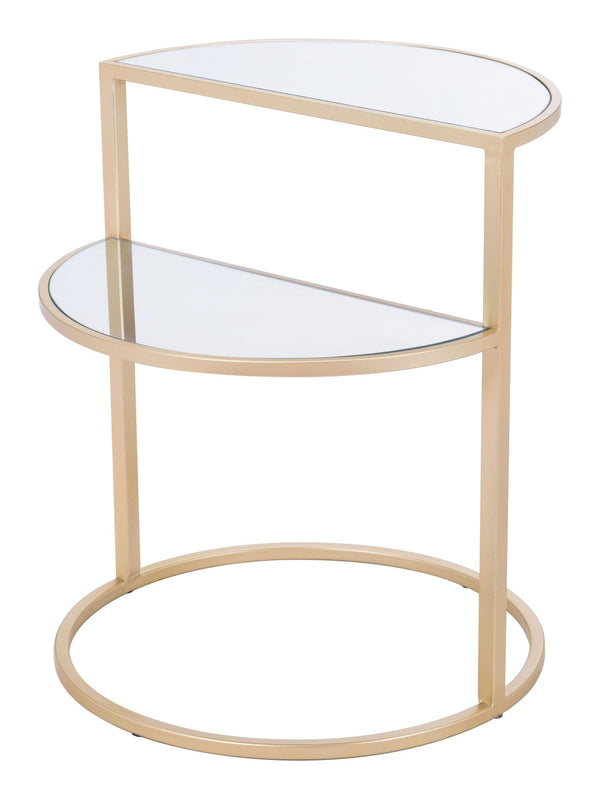 Tables Modern Side Table - 19.9" x 19.9" x 23" Gold, Mirror & Steel, Side Table HomeRoots