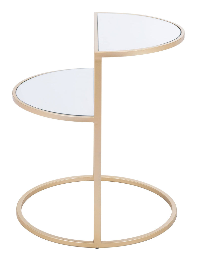 Tables Modern Side Table - 19.9" x 19.9" x 23" Gold, Mirror & Steel, Side Table HomeRoots