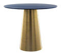 Tables Modern Side Table - 20" x 20" x 16.5" Dark Blue & Gold, Porcelain Enamel, Iron, Side Table HomeRoots