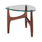 Tables Modern Side Table - 23.63" X 23.63" X 19.69" Clear Tempered Glass Side Table with Walnut Base HomeRoots