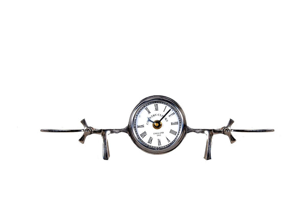 Tables Modern Table Clock - 3" x 13.5" x 4.5" Aeroplane Table Clock HomeRoots