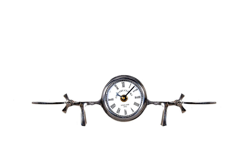 Tables Modern Table Clock - 3" x 13.5" x 4.5" Aeroplane Table Clock HomeRoots