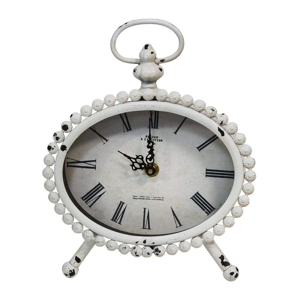 Tables Modern Table Clock - 7.75" X 3" X 9.25" White Stunning Timepiece Table Clock HomeRoots