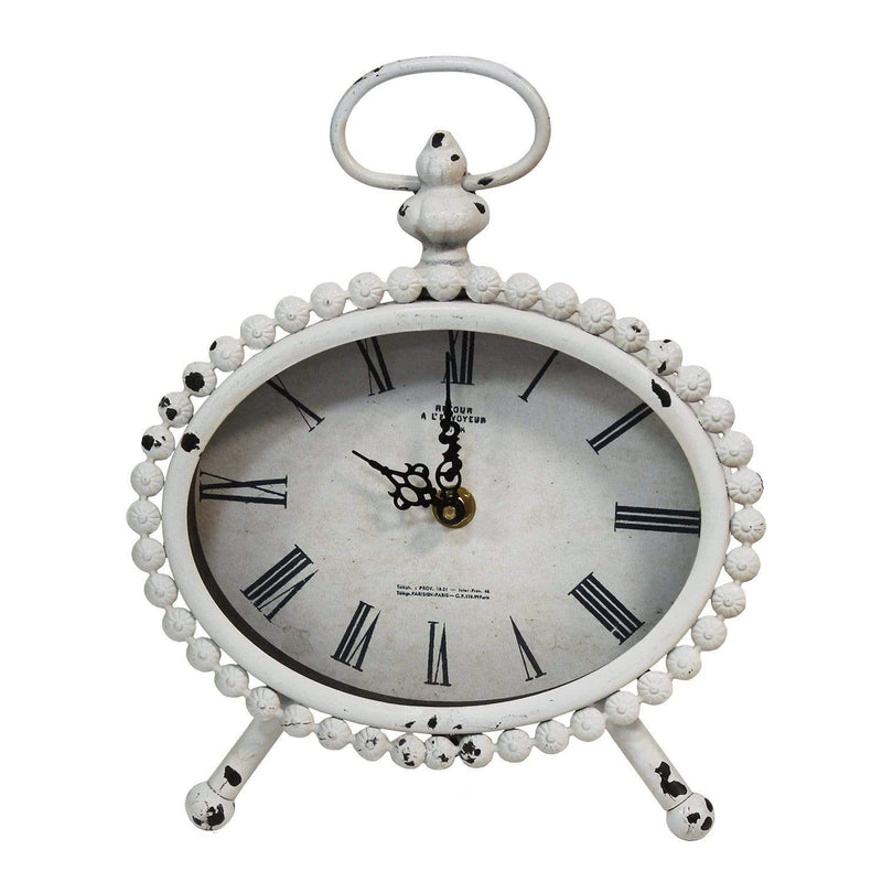 Tables Modern Table Clock - 7.75" X 3" X 9.25" White Stunning Timepiece Table Clock HomeRoots