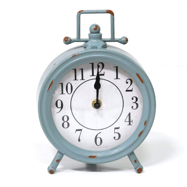 Tables Modern Table Clock - Vintage Blue Metal Table Clock HomeRoots