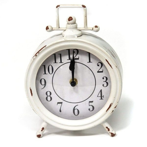 Tables Modern Table Clock - Vintage White Metal Table Clock HomeRoots