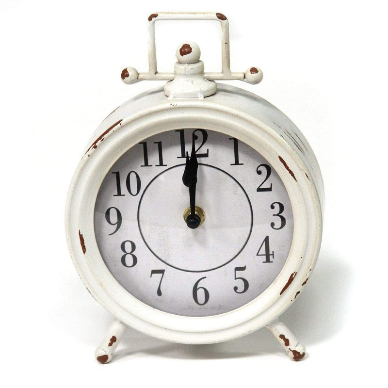 Tables Modern Table Clock - Vintage White Metal Table Clock HomeRoots