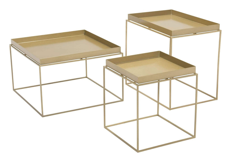 Tables Nest of Tables - 23.6" x 23.6" x 15.7" Gold, Steel, Nesting Table HomeRoots