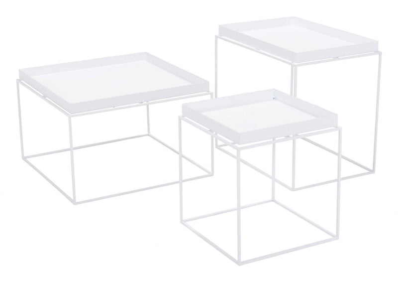 Tables Nest of Tables - 23.6" x 23.6" x 15.7" White, Steel, Nesting Table HomeRoots