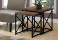 Tables Nest of Tables - 37.25" x 37.25" x 40.5" Brown, Black, Particle Board, Metal - 2pcs Nesting Table Set HomeRoots