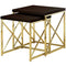 Tables Nest of Tables - 37'.25" x 37'.25" x 40'.5" Cappuccino, Gold, Particle Board, Metal - 2pcs Nesting Table Set HomeRoots