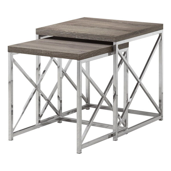 Tables Nest of Tables - 37'.25" x 37'.25" x 40'.5" Dark Taupe, Particle Board, Metal - 2pcs Nesting Table Set HomeRoots