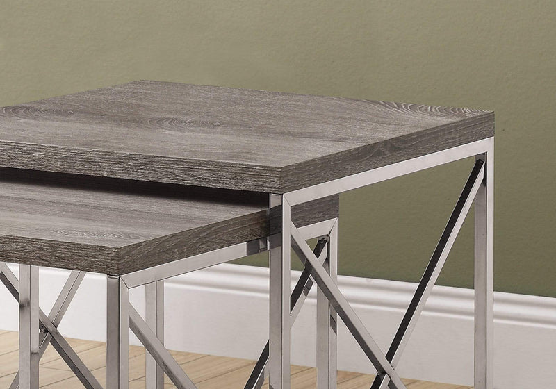Tables Nest of Tables - 37'.25" x 37'.25" x 40'.5" Dark Taupe, Particle Board, Metal - 2pcs Nesting Table Set HomeRoots