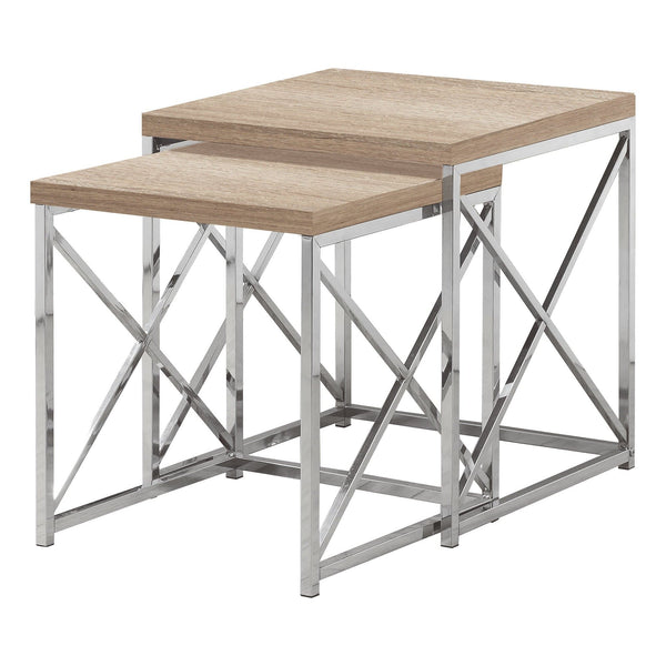 Tables Nest of Tables - 37'.25" x 37'.25" x 40'.5" Natural, Particle Board, Metal - 2pcs Nesting Table Set HomeRoots