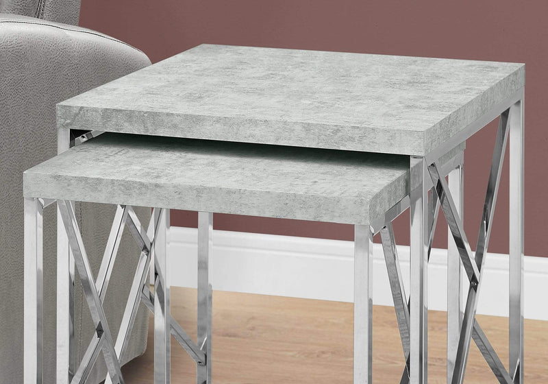 Tables Nest of Tables - 37'.5" x 37'.5" x 40'.5" Grey, Particle Board, Metal - 2pcs Nesting Table Set HomeRoots