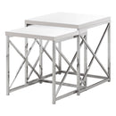 Tables Nest of Tables - 40.5" Particle Board and Chrome Metal Two Pieces Nesting Table Set HomeRoots