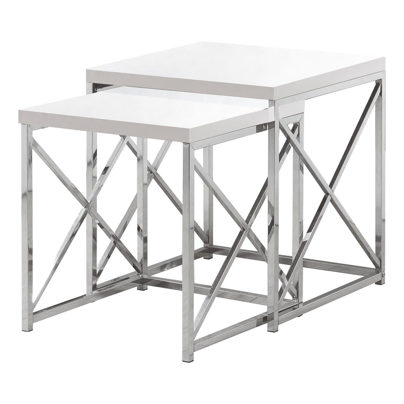 Tables Nest of Tables - 40.5" Particle Board and Chrome Metal Two Pieces Nesting Table Set HomeRoots