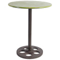 Tables Round Metal Table With Wheel Design Bottom, Multicolor Benzara