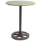 Tables Round Metal Table With Wheel Design Bottom, Multicolor Benzara