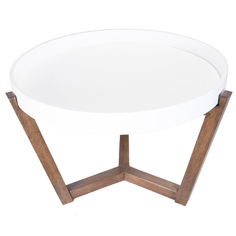 Tables Round Table - 22" X 22" X 16" White & Mocha Solid Wood Round Table HomeRoots