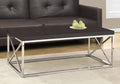 Tables Rustic Coffee Table - 17" Cappuccino Particle Board and Chrome Metal Coffee Table HomeRoots