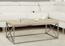 Tables Rustic Coffee Table - 17" Natural Particle Board and Chrome Metal Coffee Table HomeRoots