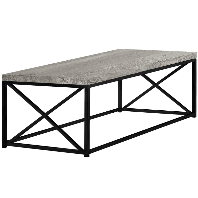 Tables Rustic Coffee Table - 22" x 44" x 17" Grey, Black, Particle Board, Metal - Coffee Table HomeRoots