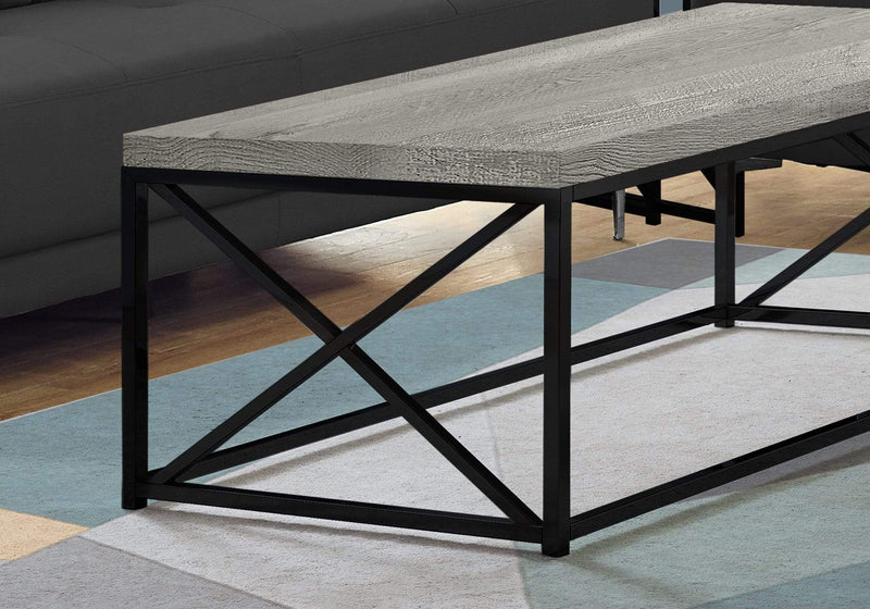 Tables Rustic Coffee Table - 22" x 44" x 17" Grey, Black, Particle Board, Metal - Coffee Table HomeRoots