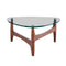 Tables Rustic Coffee Table - 35.44" X 35.44" X 15.75" Clear Tempered Glass Coffee Table with Walnut Base HomeRoots