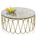 Tables Rustic Coffee Table - 39" x 39" x 18" Antique Brass, Wire Work - Coffee Table HomeRoots