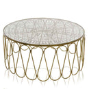 Tables Rustic Coffee Table - 39" x 39" x 18" Antique Brass, Wire Work - Coffee Table HomeRoots