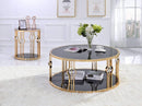 Tables Rustic Coffee Table - 40" X 40" X 18" Metal Glass Coffee Table and Gold & Black Glass HomeRoots