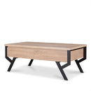 Tables Rustic Coffee Table - 47" X 24" X 17" Natural And Black Particle Board Coffee Table HomeRoots