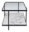 Tables Rustic Coffee Table - 48" x 22" x 17.7" Clear, White & Matte Black, Tempered Glass, Faux Marble, Steel, Coffee Table HomeRoots