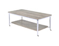 Tables Rustic Coffee Table - 48" X 24" X 19" Gray Oak And Chrome Metal Tube Coffee Table HomeRoots