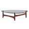 Tables Rustic Coffee Table - 52.37" X 31.5" X 13.78" Clear Tempered Glass Coffee Table with Walnut Base HomeRoots