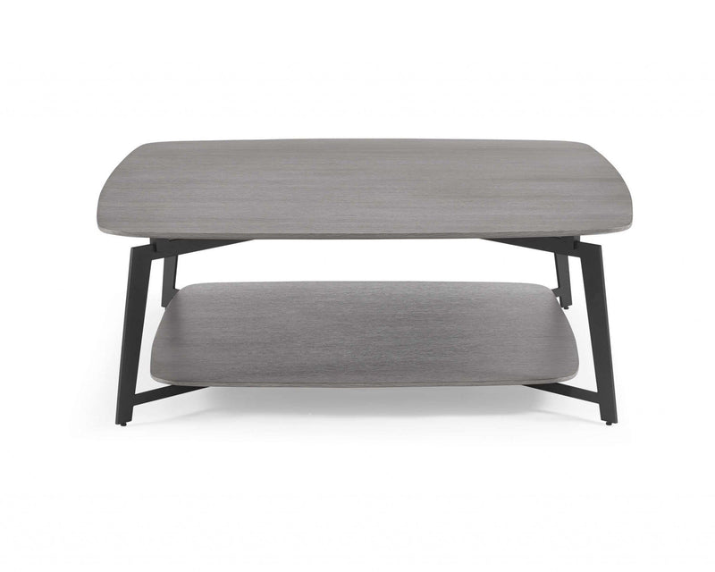 Tables Rustic Coffee Table - Coffee Table Gray Oak Top And Panel With Black Powder Coated Metal Base HomeRoots