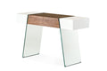 Tables Rustic Console Table - 29" White and Walnut Veneer, MDF, and Glass Floating Console Table HomeRoots