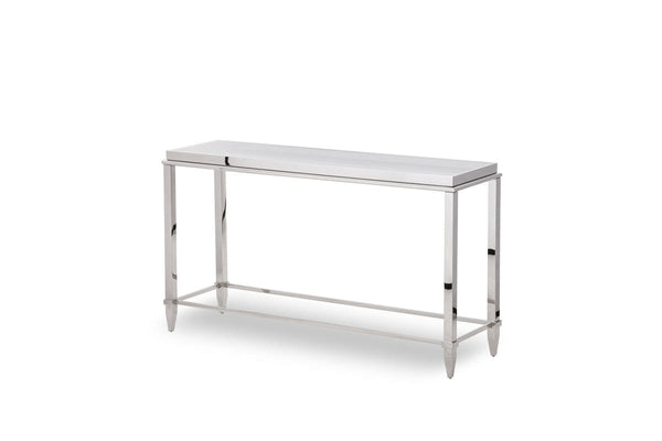 Tables Rustic Console Table - 34" Stainless Steel and Glass Console Table HomeRoots