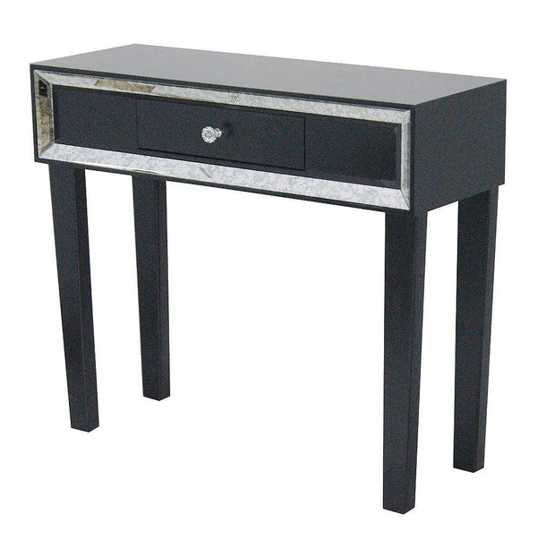 Tables Rustic Console Table - 35'.5" X 13" X 31" Black Give your home decor an e Console Table with a Drawer and Framed with Mirror Accents HomeRoots