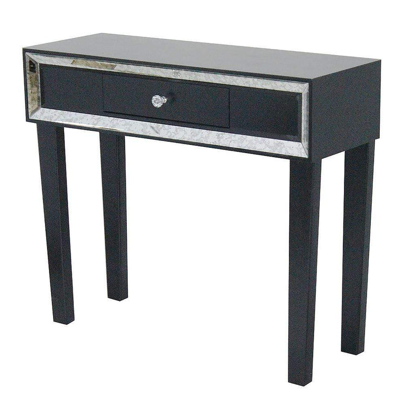 Tables Rustic Console Table - 35'.5" X 13" X 31" Black Give your home decor an e Console Table with a Drawer and Framed with Mirror Accents HomeRoots