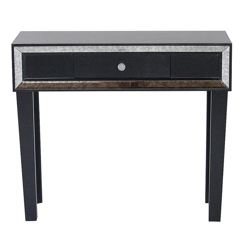 Tables Rustic Console Table - 35'.5" X 13" X 31" Black Give your home decor an e Console Table with a Drawer and Framed with Mirror Accents HomeRoots