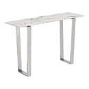 Tables Rustic Console Table - 47.2" X 14.2" X 20.3" Stone And Brushed Stainless Steel Atlas Console Table HomeRoots