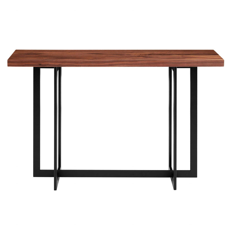 Tables Rustic Console Table - 47.25" X 11.82" X 30.12" American Walnut Veneer over MDF Console Table with Black Steel Base HomeRoots