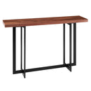 Tables Rustic Console Table - 47.25" X 11.82" X 30.12" American Walnut Veneer over MDF Console Table with Black Steel Base HomeRoots