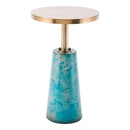 Tables Rustic End Tables - 12" X 12" X 19.7" Teal Petite Accent End Table HomeRoots