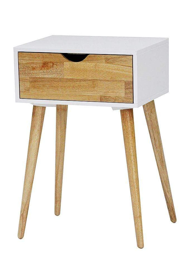 Tables Rustic End Tables - 16" X 12" X 24" White MDF, Wood End Table with Drawer HomeRoots