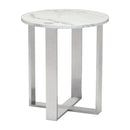 Tables Rustic End Tables - 18.1" X 18.1" X 20.5" Stone And Brushed Stainless Steel End Table HomeRoots