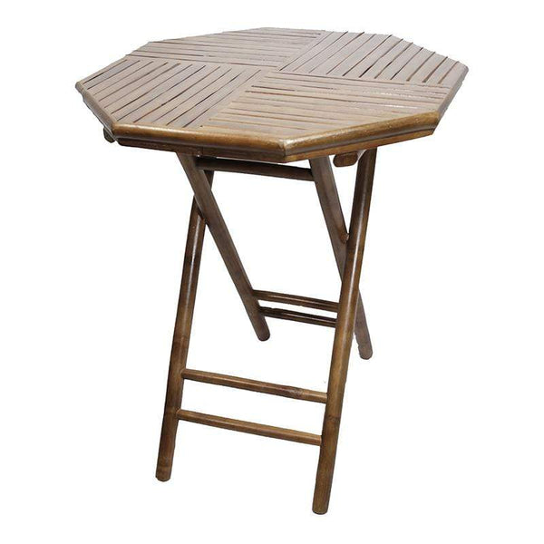 Tables Rustic End Tables - 28" X 26" X 30" Brown Bamboo Octagonal Folding End Table HomeRoots