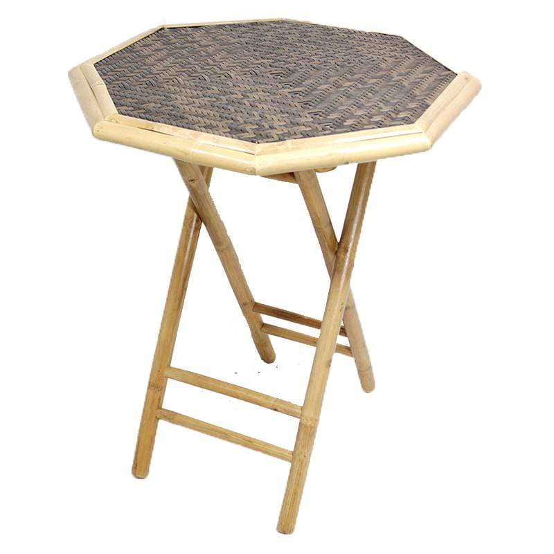 Tables Rustic End Tables - 28" X 26" X 30" Natural/Brown Bamboo Octagonal Folding End Table HomeRoots